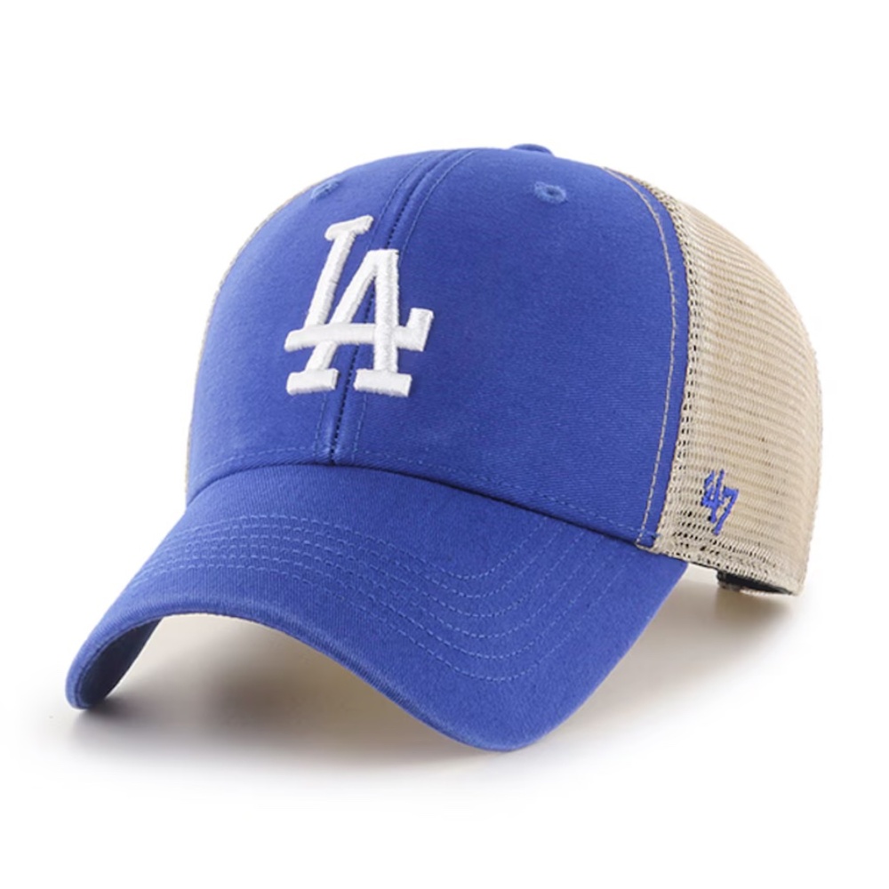 Los Angeles LA Dodgers '47 Flagship Washed MVP Trucker Snapback Hat - Royal/Nat